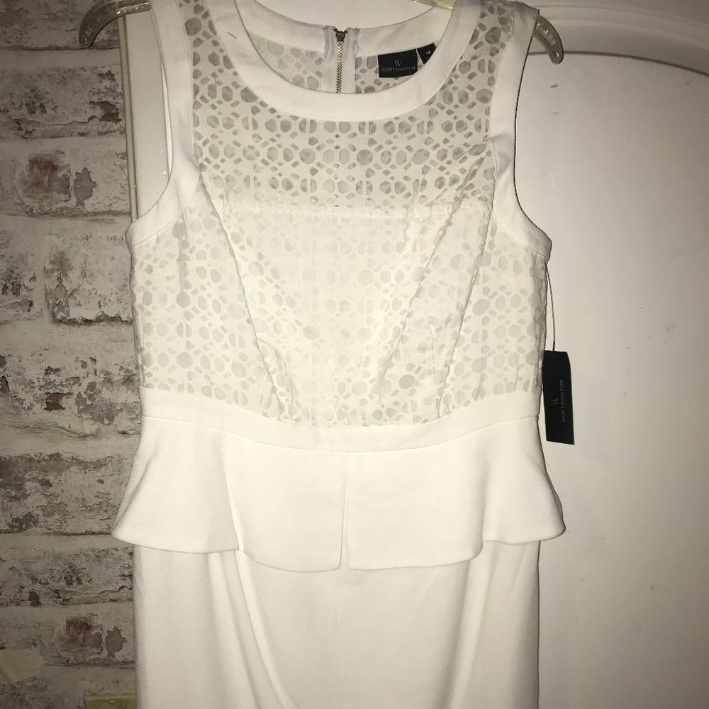 NWT White Worthington Peplum Dress